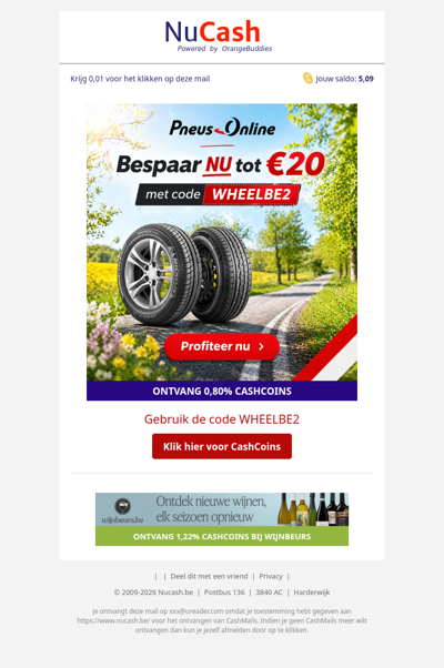Bespaar nu 20 EUR bij Pneus Online!