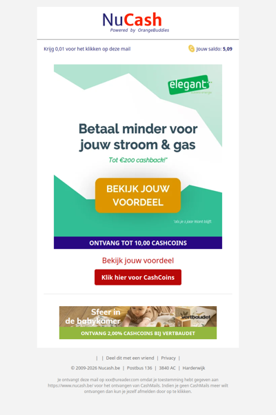 Tot  200 EUR cashback bij Elegant!