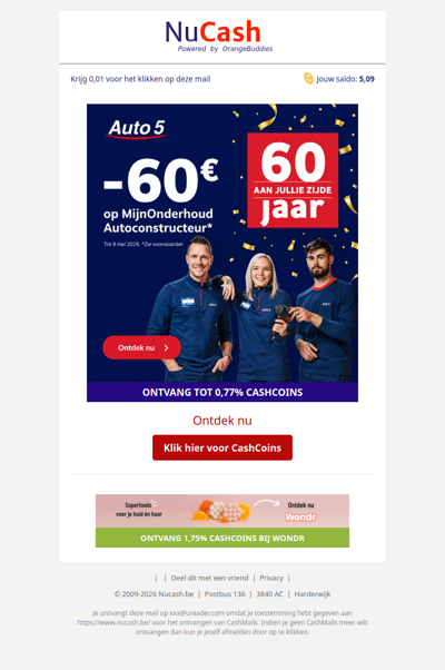 60 EUR korting op MijnOnderhoud bij Auto5!