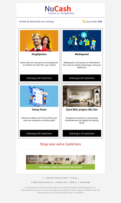 Ontdek deze deals en verdien CashCoins!