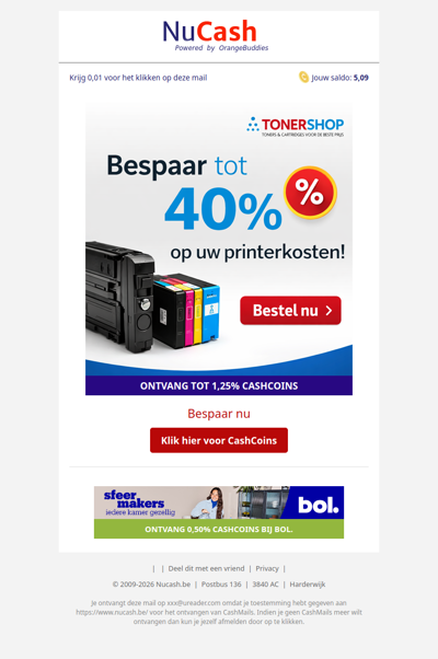 Bespaar tot 40% op jouw printerkosten!