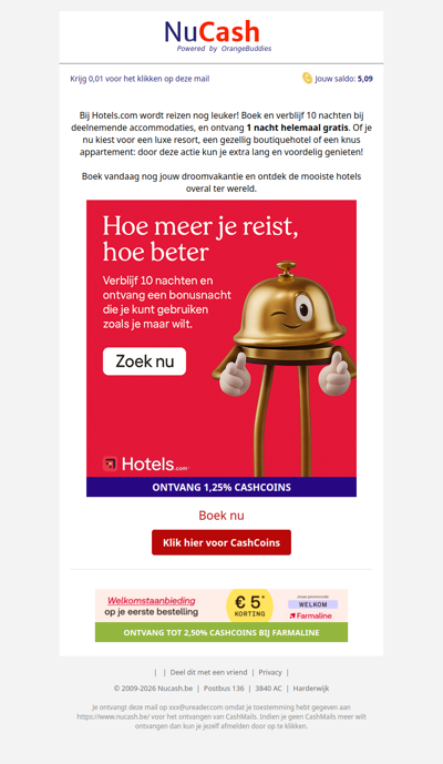 Boek 10 nachten en krijg er 1 gratis bij!