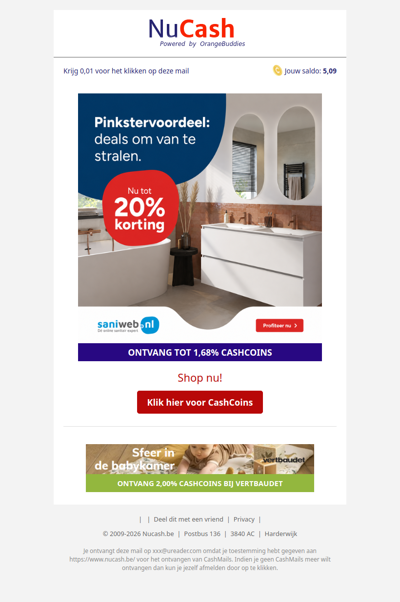 Scoor nu tot 20% korting bij Saniweb
