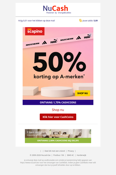 Scoor nu 50% korting op populaire A-merken bij Scapino