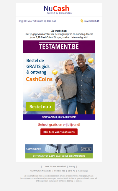 Bestel gratis de gids van Testament.be én ontvang CashCoins!