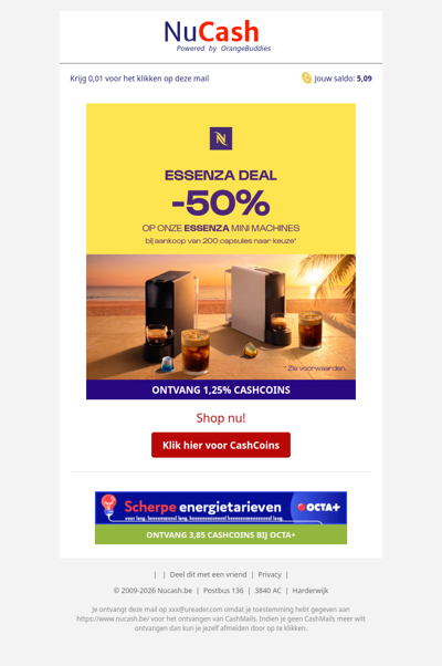 Geniet van jouw favoriete koffie met 50% korting op Essenza machines