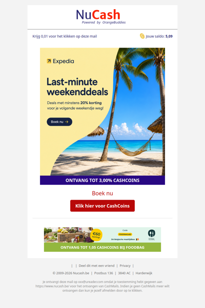 Last-minute weekenddeals met minimaal 20% korting
