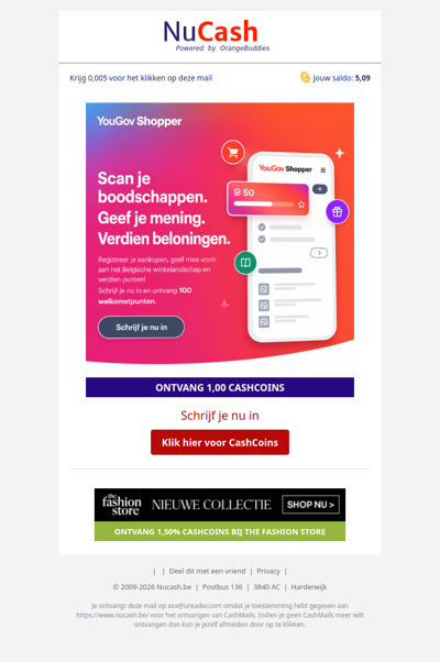 1,00 CashCoin voor je aanmelding!