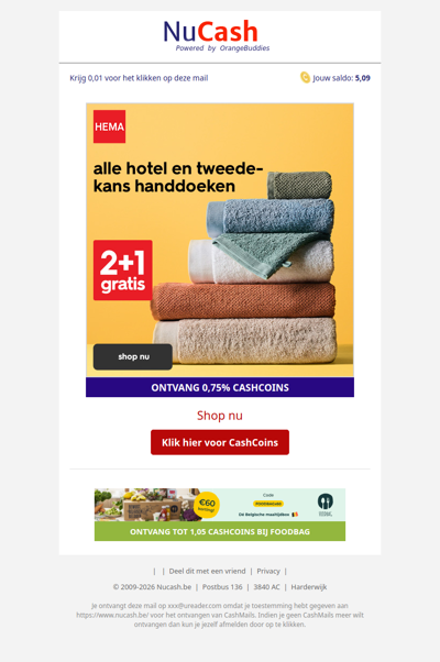 2+1 gratis op HEMA handdoeken!