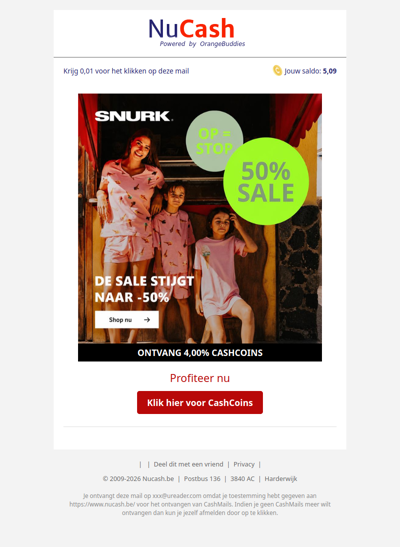 Mis de SNURK Sale niet, op = op!
