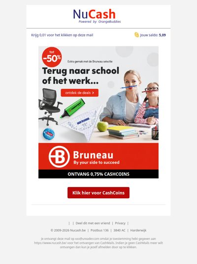 Terug naar school of werk? Start goed en profiteer tot 50% korting bij Bruneau!