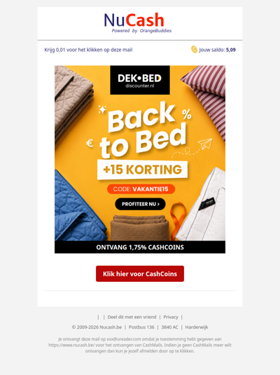 Back to Bed: €15 Korting op Jouw Slaapcomfort