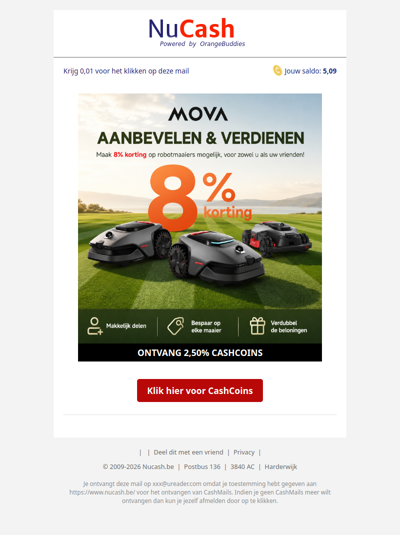 MOVA: Deel & Bespaar – 8% Korting op Robotmaaiers