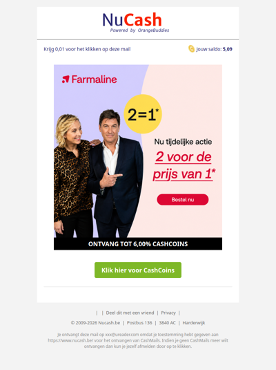 2 voor de prijs van 1 bij Farmaline!