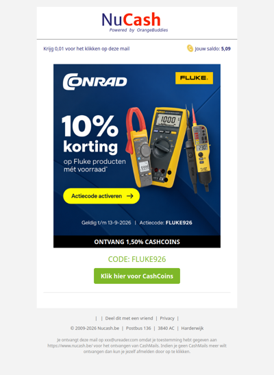 10% korting op Fluke bij Conrad