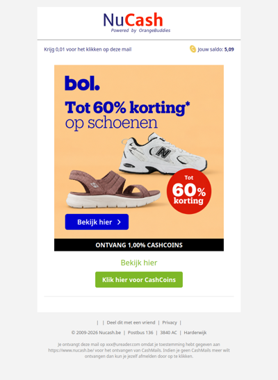 Tot 60% korting op schoenen bij bol.