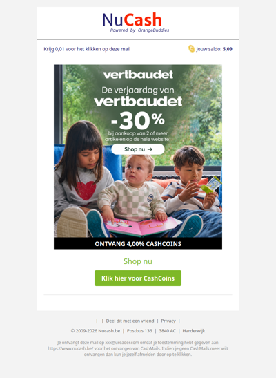 Vertbaudet is jarig: profiteer van 30% korting!