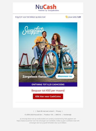 Tot 60 EUR korting per maand op je fietsabonnement!