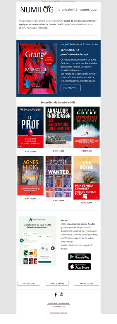 Grands succès de l'année à -50% !