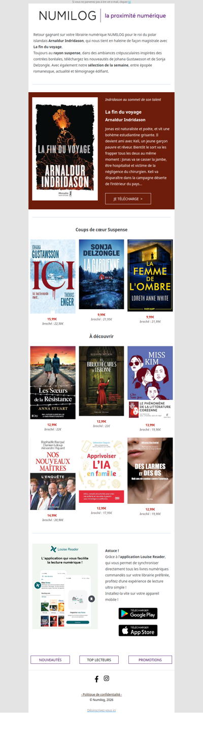 Les nouveautés de la semaine : retour gagnant pour Indridason !