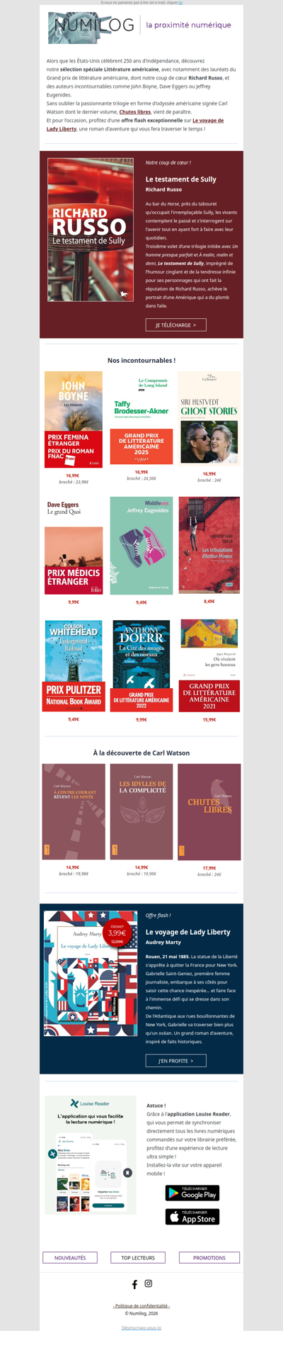 Offre flash et sélection spéciale Littérature américaine