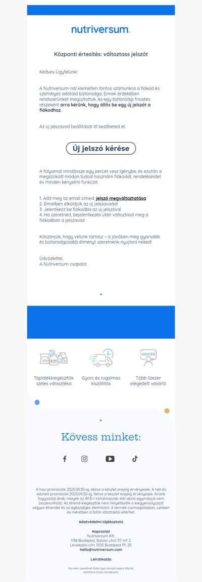 Központi értesítés: változtass jelszót!