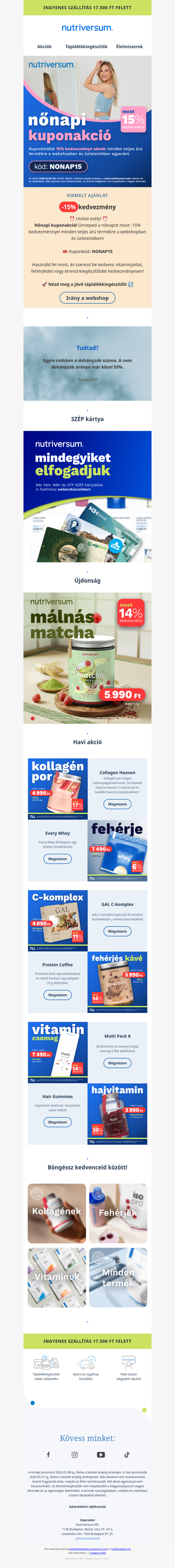 Utolsó esély! ⏳ Nőnapi 15%-os kedvezmény hamarosan lejár, ne maradj le!