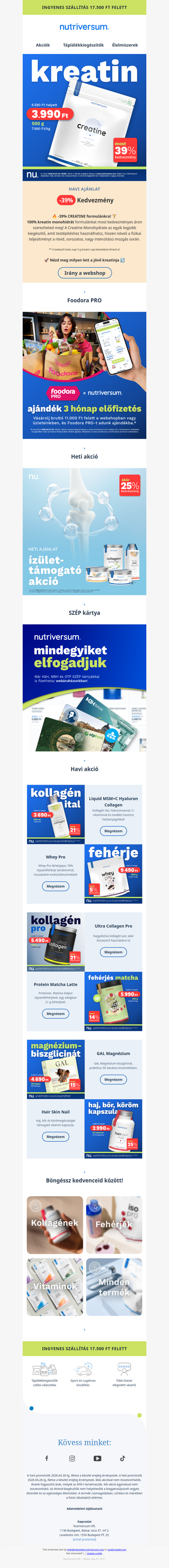 🚀 Lépj szintet edzéseidben, 33-39% kedvezmény a Creatine-ra!