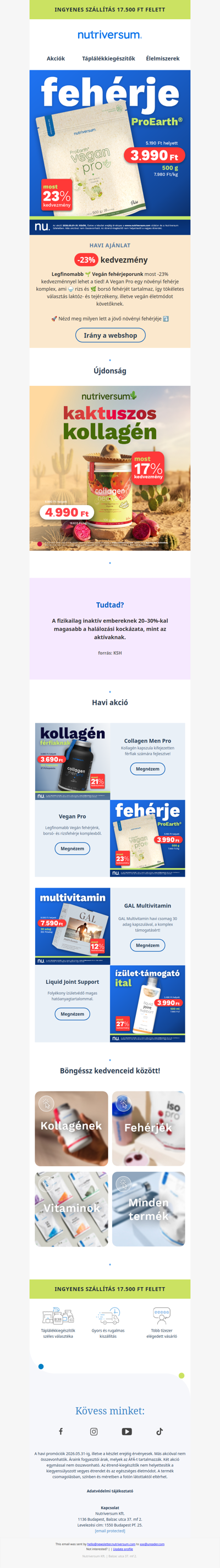 A 🌱vegánokra is gondolunk! Vegan Pro ProEarth$ae-fe0f$ fehérjepor -23%-kal
