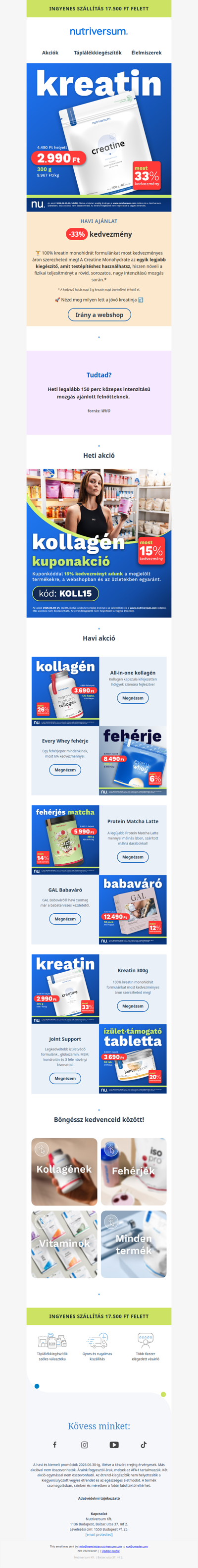 Edzésed kötelező eleme 👉 a Creatine most 33% kedvezménnyel!