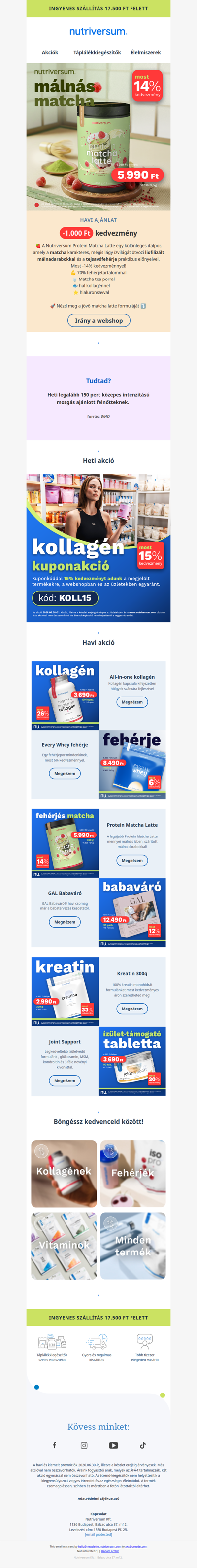 Legfinomabb fehérjés Matcha Latte🍵 egész júniusban -14% kedvezménnyel!