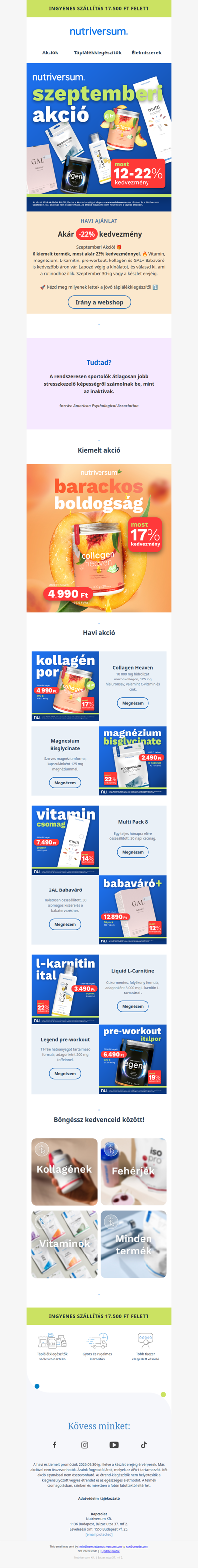 🍂Szeptemberi akciós termékeink megérkeztek! Collagen Heaven, GAL Bababváró, Magnesium Bisglycinate és sok más kedvezményes áron elérhető!