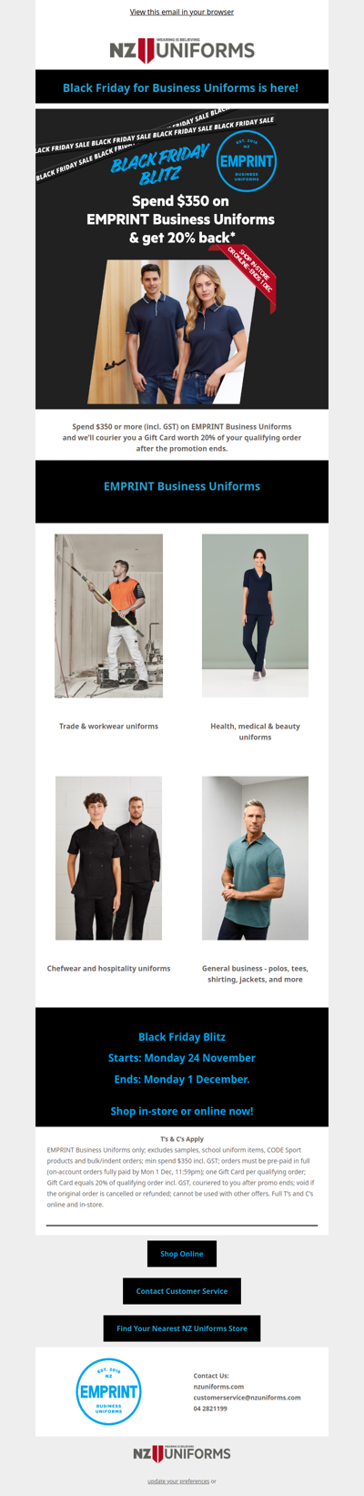 Black Friday Blitz on EMPRINT Business Uniforms