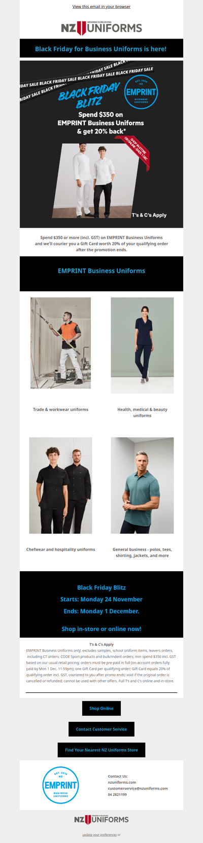 Black Friday Blitz on EMPRINT Business Uniforms