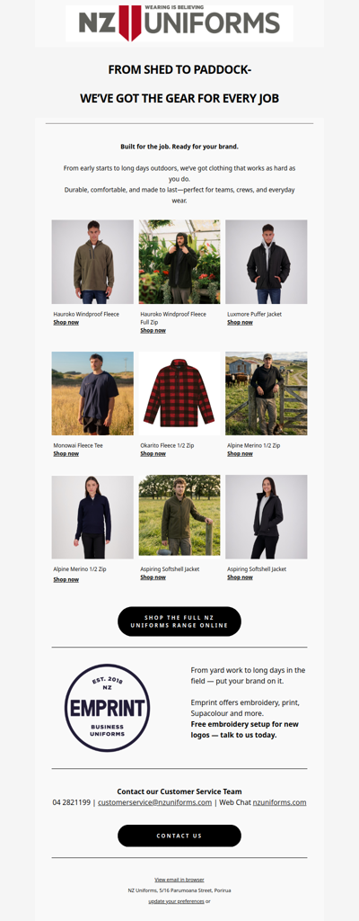 From Shed to Paddock: Uniforms for Every Job!