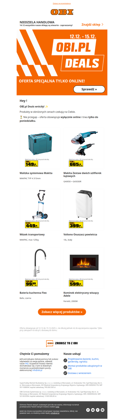 OBI.pl Deals – 4 dni wyjątkowych okazji! ✨