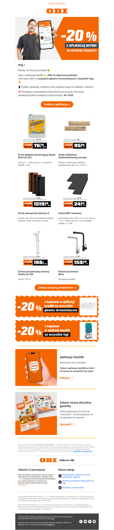 Odbierz rabat -20% w aplikacji heyOBI. ⭐🙌