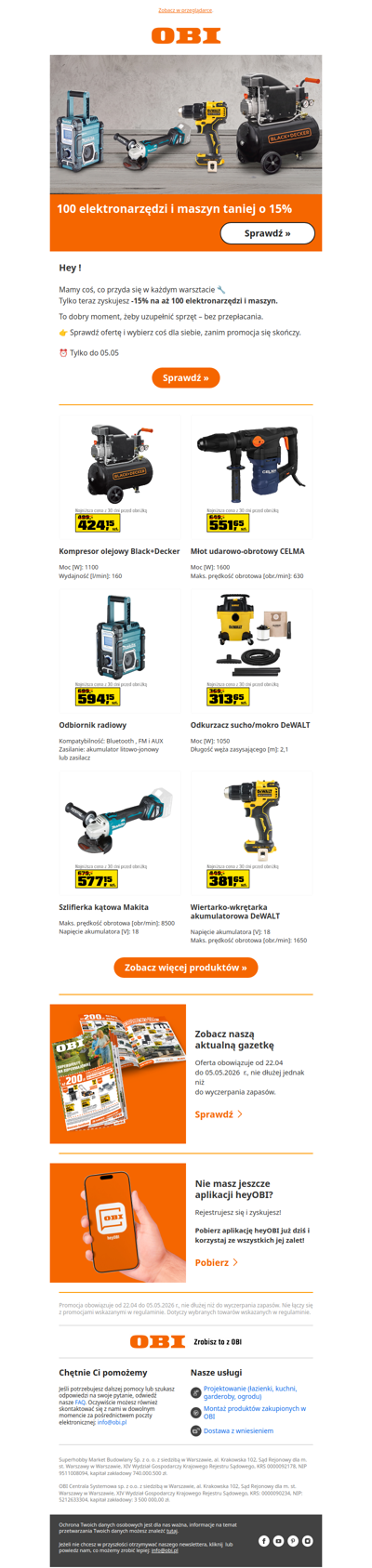 👉 -15% na 100 elektronarzędzi i maszyn 💪