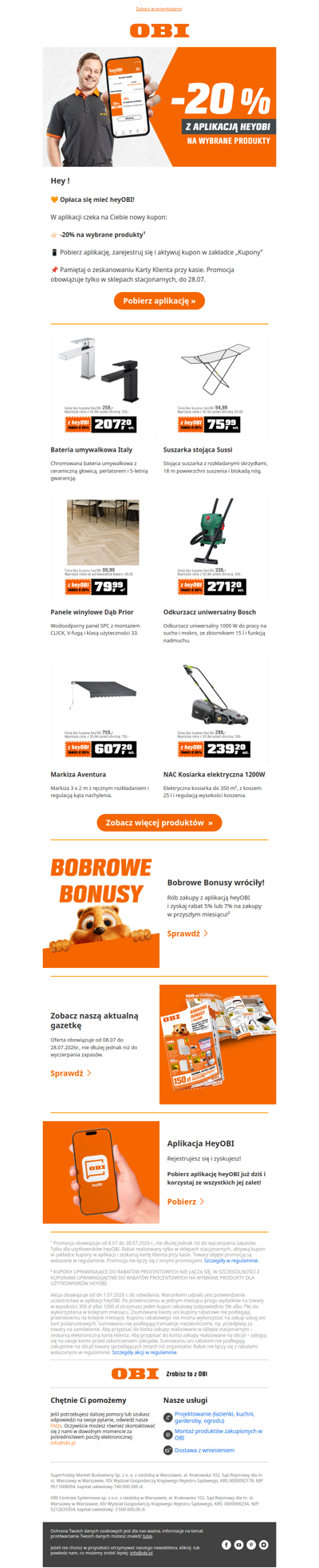 Sprawdź kupon -20% na wybrane produkty w aplikacji heyOBI! 🎉