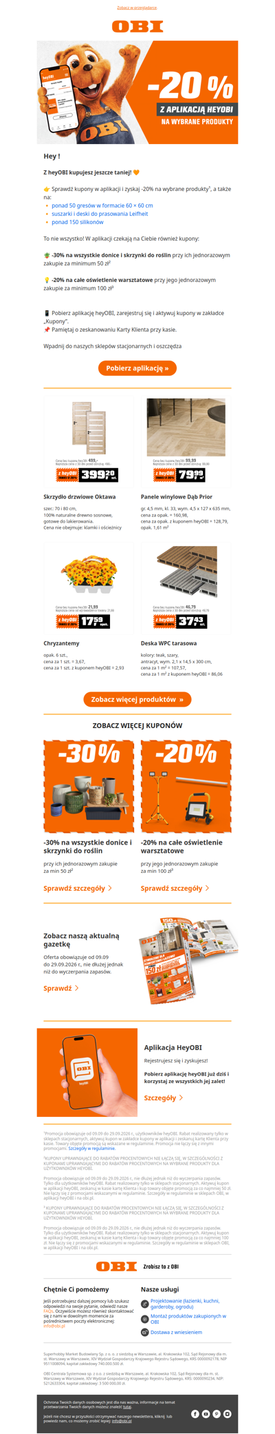 , z kuponami heyOBI płacisz 20% mniej! 🧡
