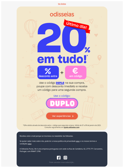 ÚLTIMO DIA » -20% em Tudo!