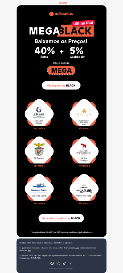 Vila Galé, SLB, Zoo...com preços BLACK 🖤