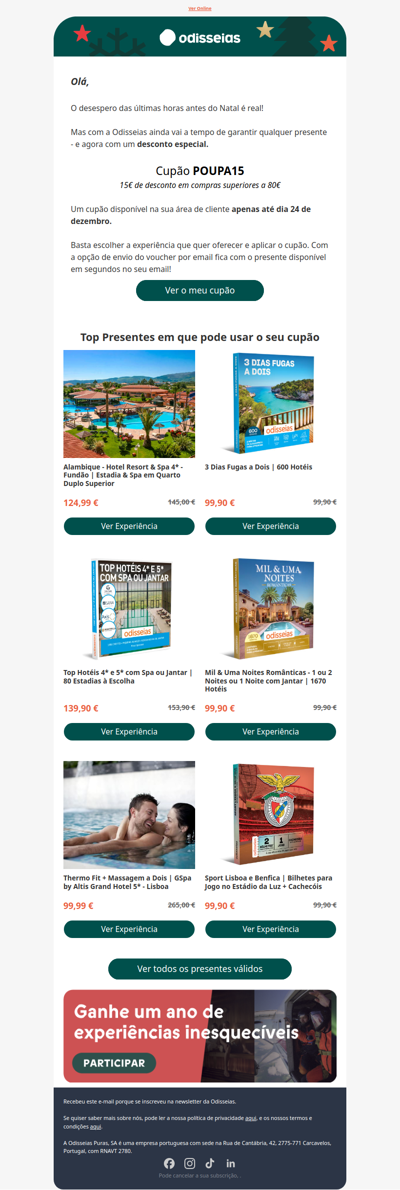 15€ para aproveitar antes do Natal 🎄