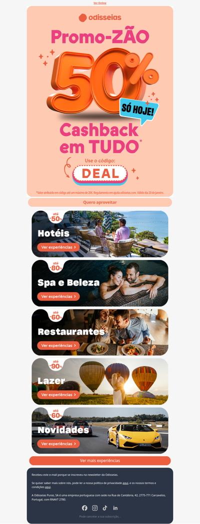 Ganhe até 20€ com a sua próxima experiência!