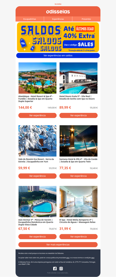 Olá ,é a sua vez de escolher uma experiência!