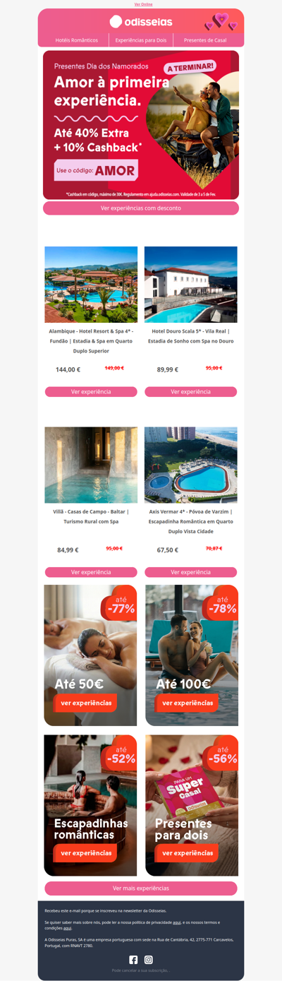 Experiências que dizem ‘amo-te’ » com Desconto extra! ❤️