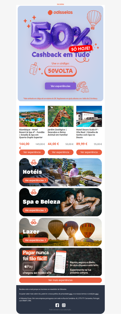 Hoje compensa: Devolvemos 50% do que gastar 🤑