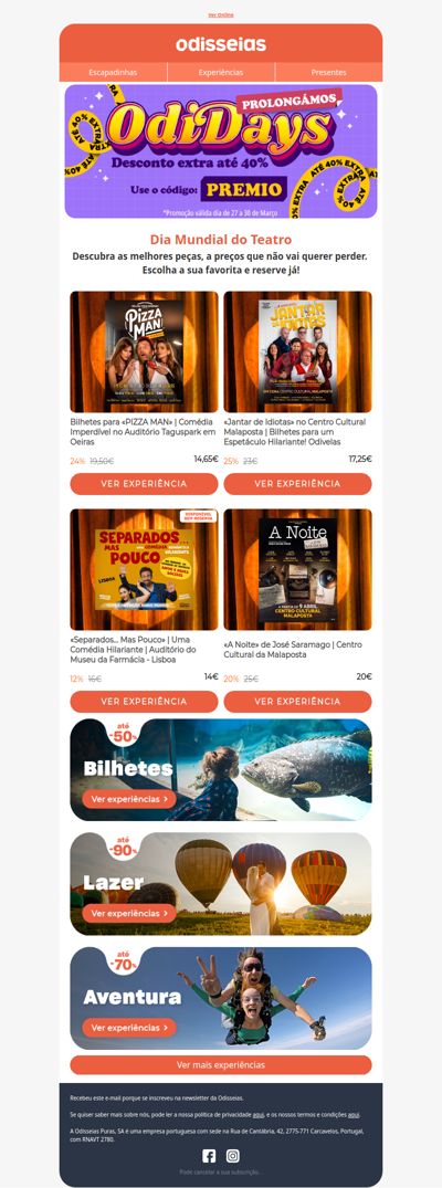 Há quanto tempo não vai ao teatro?