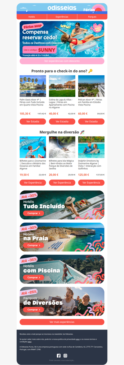 Calendários abertos: Reserve férias com desconto!