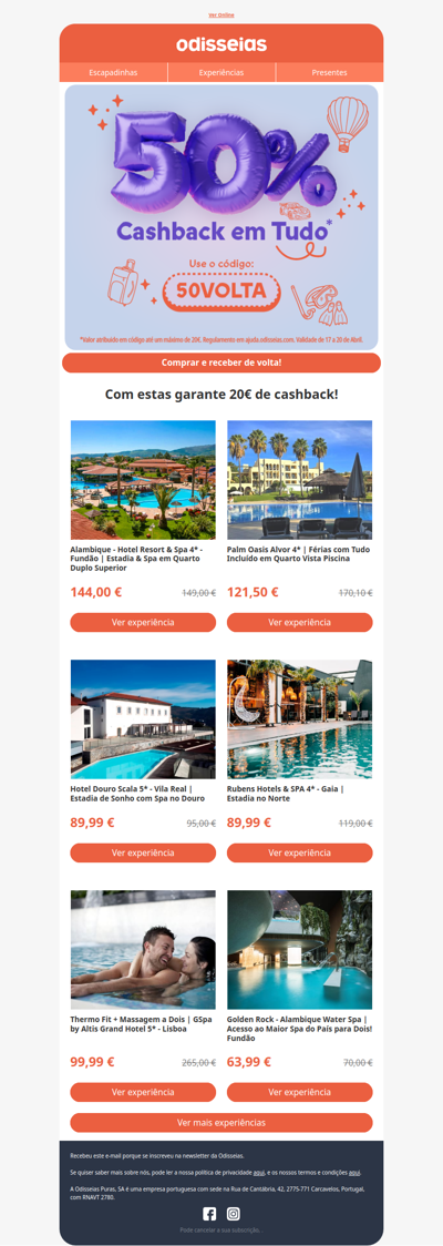 Compre o que quiser! Nós devolvemos 50% 🤑